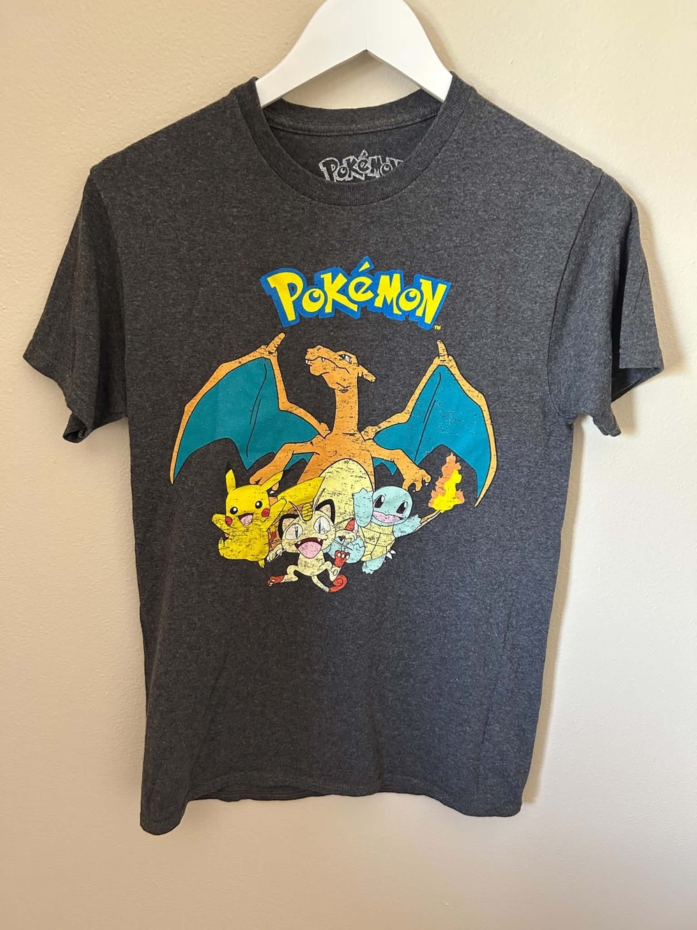Pokemon Dark Gray Tee with Charizard And Friends Graphic Tee